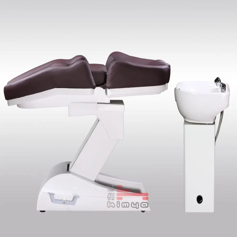 Кресло и миска Kimya для электрического шампуня из ПВХ и искусственной кожи с белой керамической раковиной