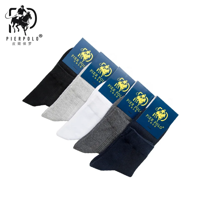 PIER POLO Spring Summer Black Gray White Plain Socks Combed Cotton Men Breathable Socks