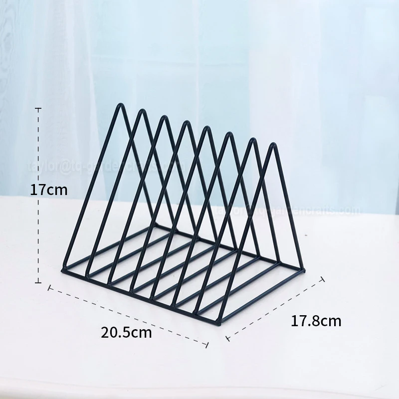 Iron Frame Magazine Book Stand Modern Simple Style Triangle Shape Design Decorative Desktop Organizer