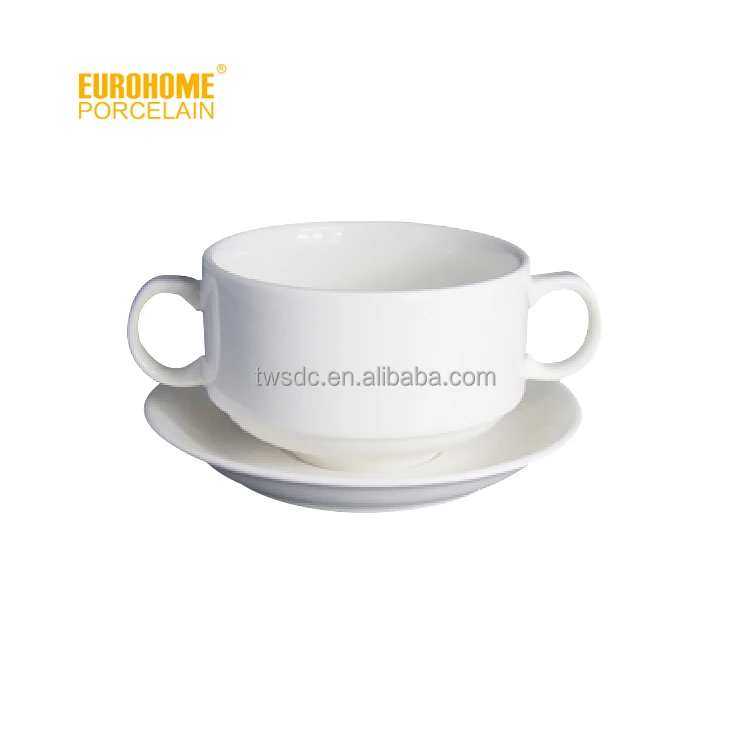  Супница из белого фарфора Eurohome с крышкой и двумя ушками