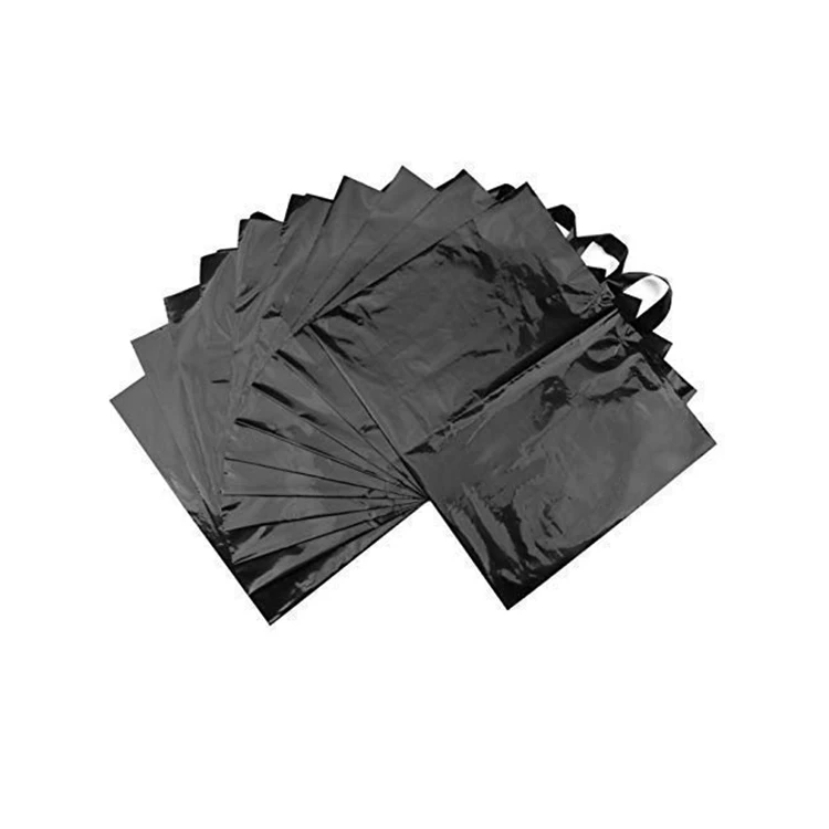 Custom unisex large black wholesale tote recycle plastic shopping bag for cloths