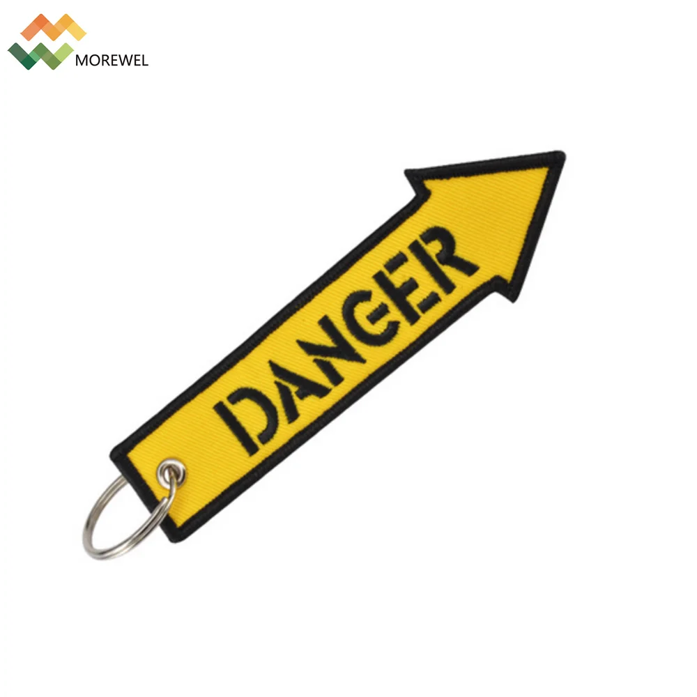 Embroidered KeyChain DANGER Fashion Embroidery Key Chain for Motorcycles