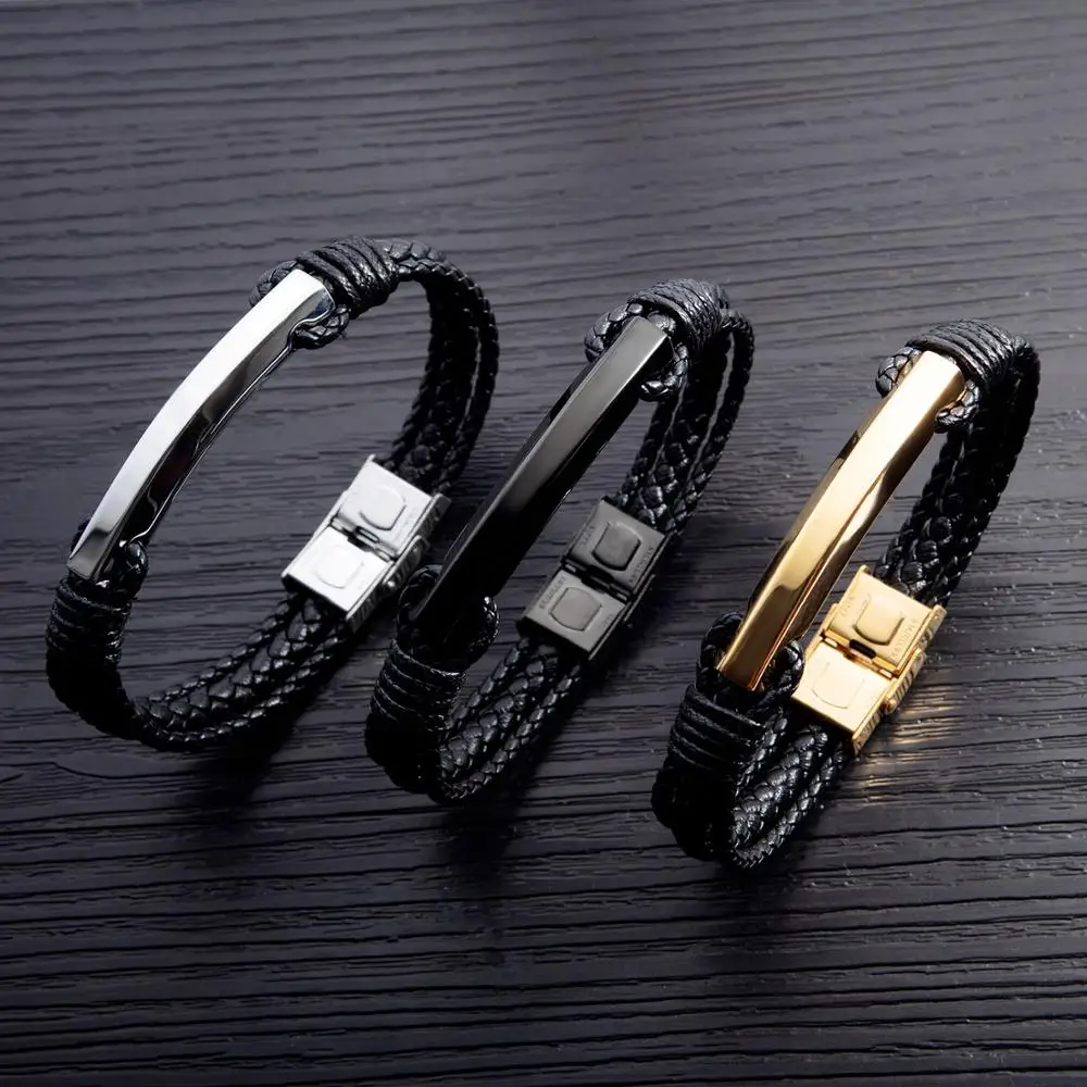 AFXSION Amazon продает ювелирные изделия мужской классический браслет из нержавеющей стали кожаный браслет