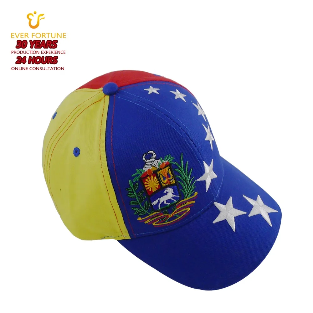 100% cotton custom logo embroidered white baseball cap Venezuela flag hat gorras de Venezuela wholesale