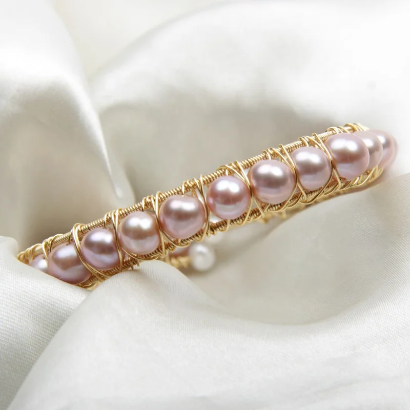 Handmade 7-8mm AAA near round fresh water genuine pearl stretch bracelet