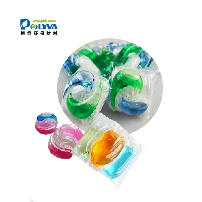 PVA material eco-friendly water soluble film laundry detergent capsule 3in1