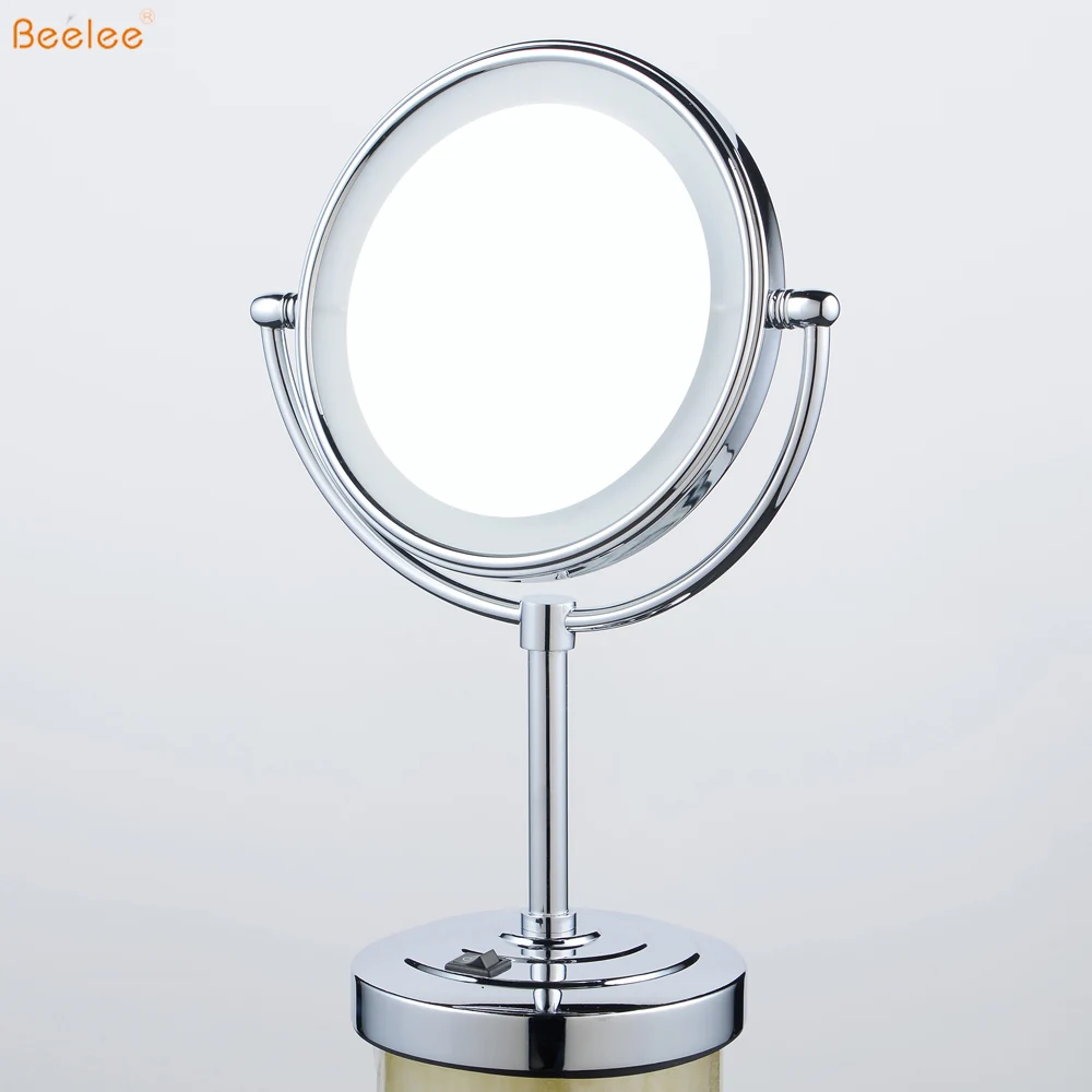 Beelee M3028TF Double Side 5X Magnifier Makeup Table Mirror with LED Lighted For Hotel Bathroom