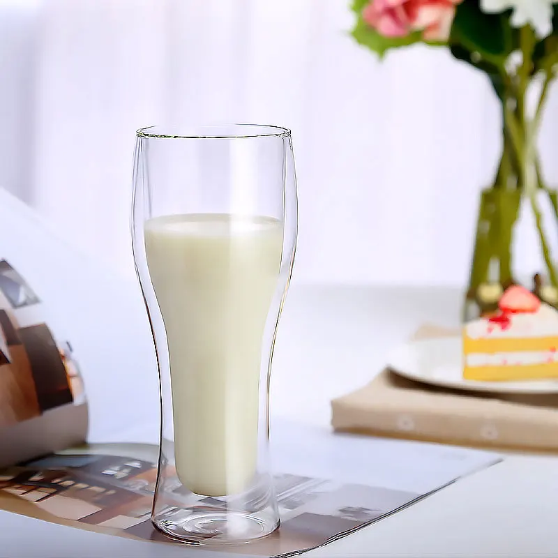 Customized Double Wall Beer Glass Cup Large Insulating Double Walled Glass Craft Beer Glass