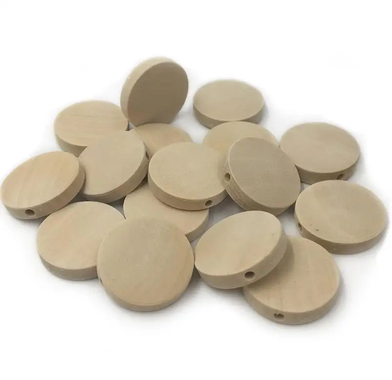 Custom bead for jewelry unfinished wood beads flat-shaped diy accessories 20mm,25mm loose wooden beads