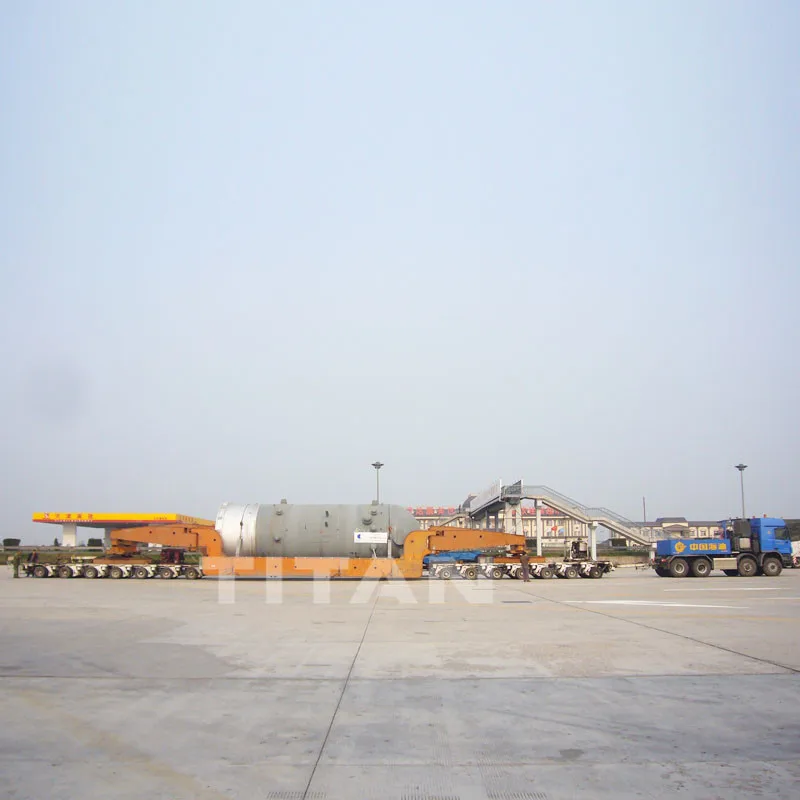 Heavy Duty Bridge Girder Transporter Hydraulic Modular Semi Trailer , Multi Axle Hydraulic Flatbed Trailer for Bridge Transport