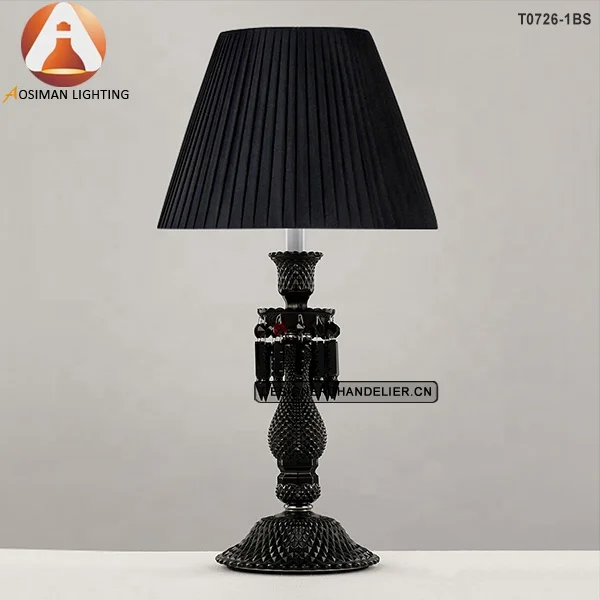 Хрустальная настольная лампа с черным абажуром