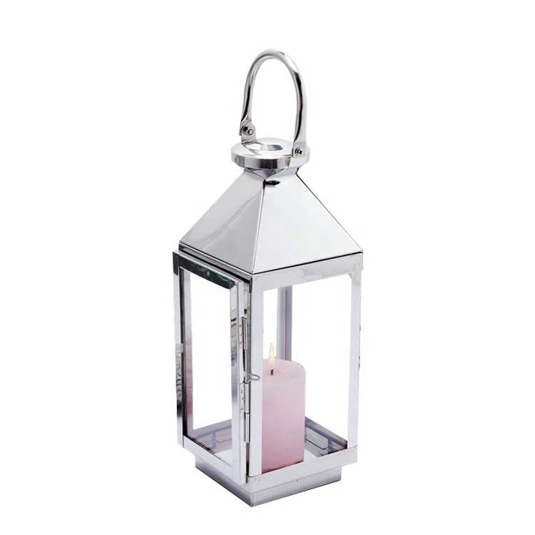 Garden Home Camping Hanging Big Lanterns Classic Simple Wind  Metal Glass Stainless Steel Tin Punched Decorative Gold lanterns