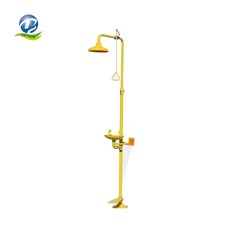 BTF21A  ANSI certificated stainless steel  combined safety shower  emergency eye wash station with foot pedal