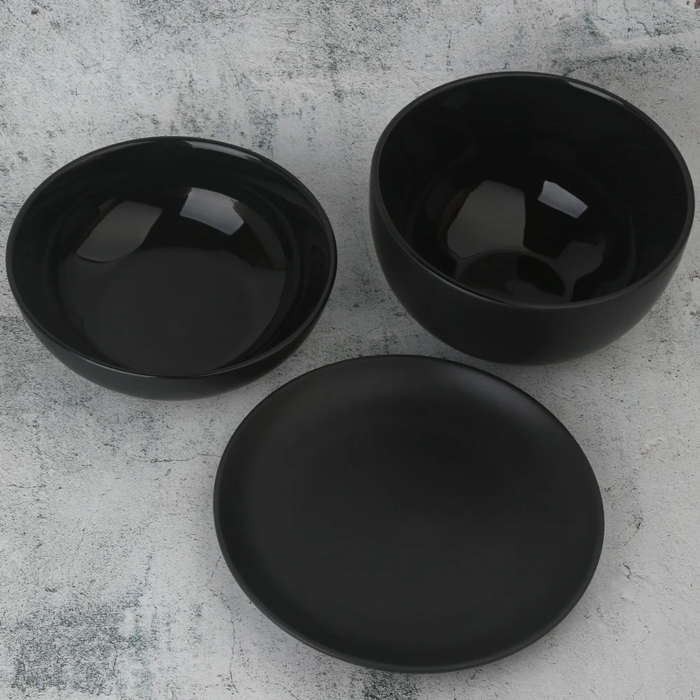 Wholesale 3PCS Black Color Chaozhou Manufacture Ceramic Porcelain Dinnerware Set