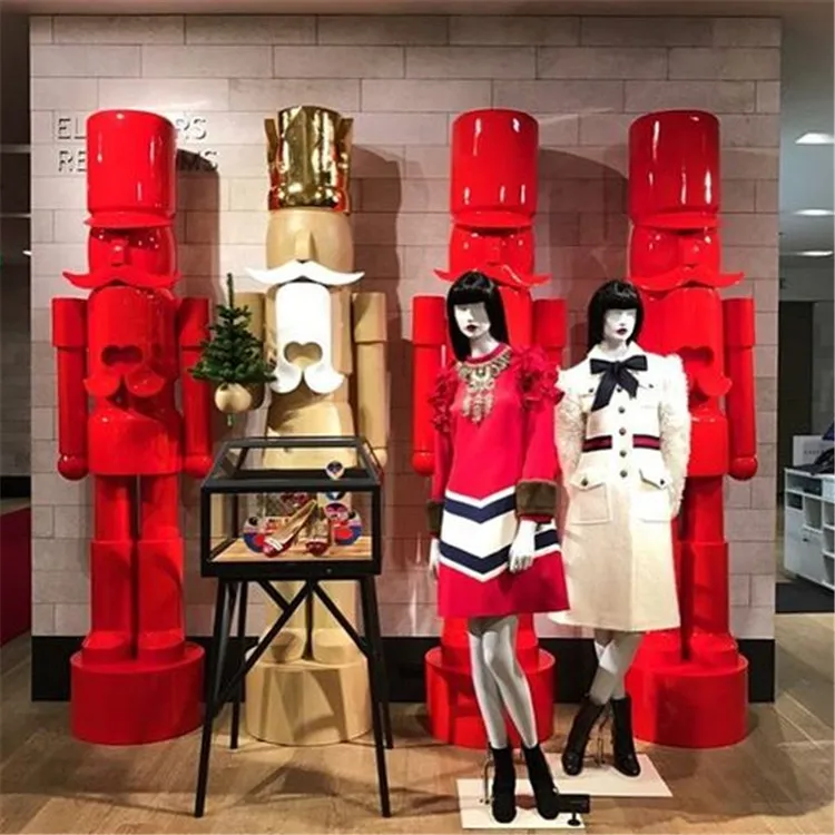 Custom Window Display Life Size Red Fiberglass Cracker Soldier Statue