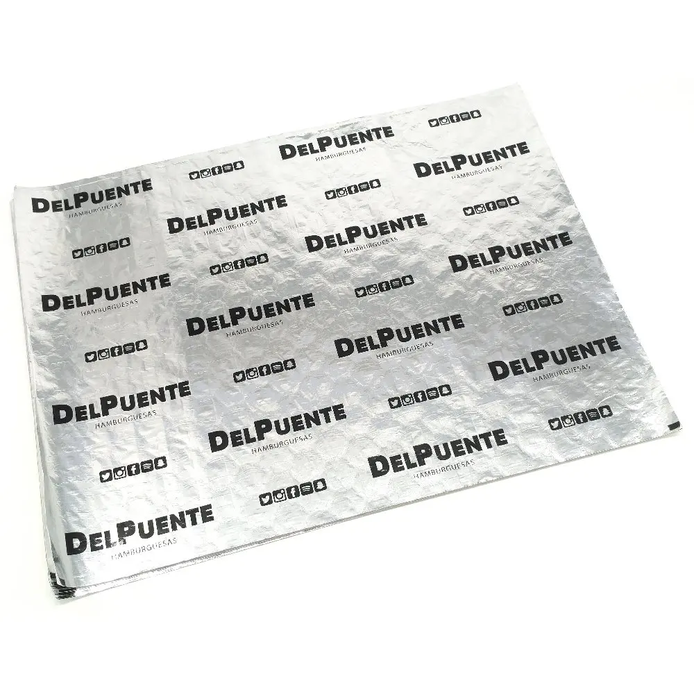 Colored Printed Laminated Backed Aluminium Foil Hamburger Wrapping Paper