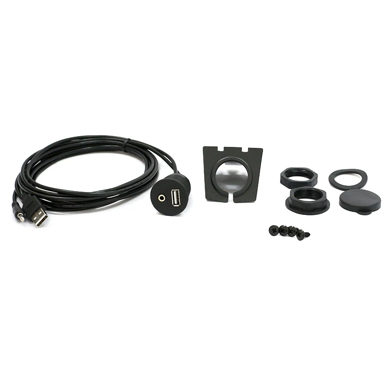 shielded car dashboard panel mount speaker USB A 3.5mm female to USB A 3.5mm male aux audio stereo power extension cable for car