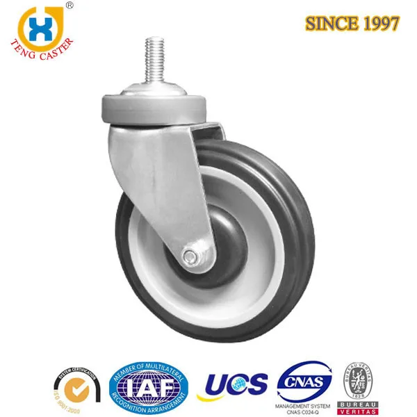5inch 3dish pu Swivel Escalator caster with bumper TUV Certificate