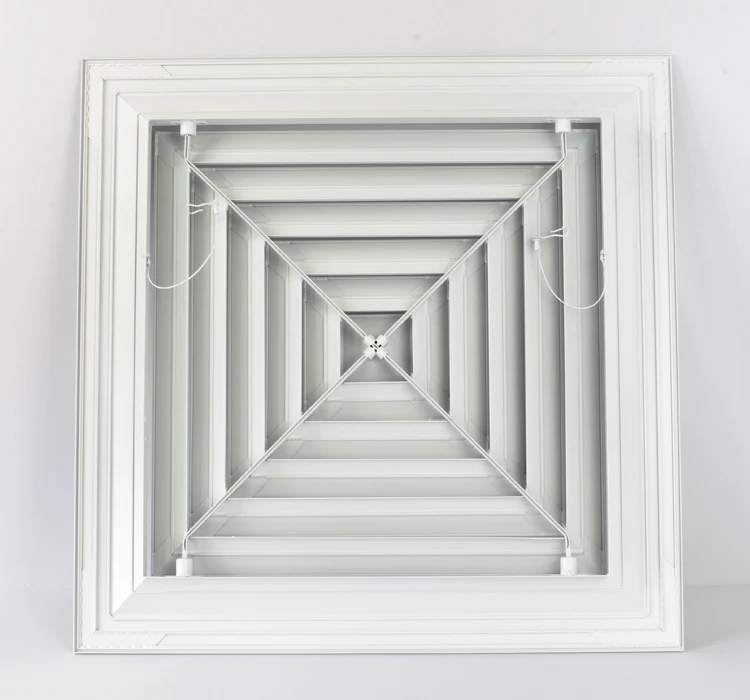 HVAC System Ceiling Square Air Diffuser ABS Vent Hood White 300 x 300 MM Plastic 4 Way Air Diffuser