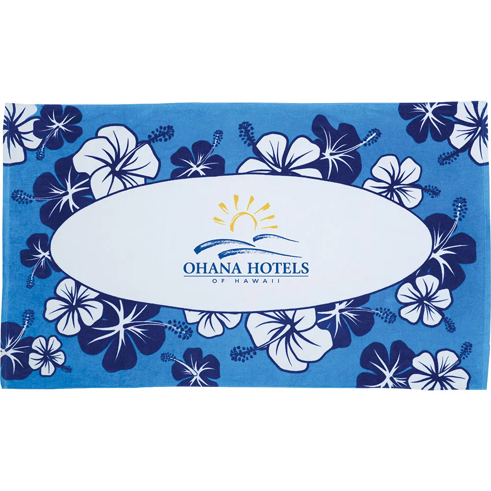 Promotional Cheap Full Color Cotton Large Beach Towel With Logo Custom Print