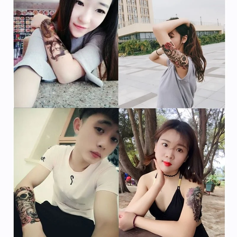 HB601-HB640 In Stock Half Arm Leg Body Art Painting Temporary Tattoo Sticker For Men