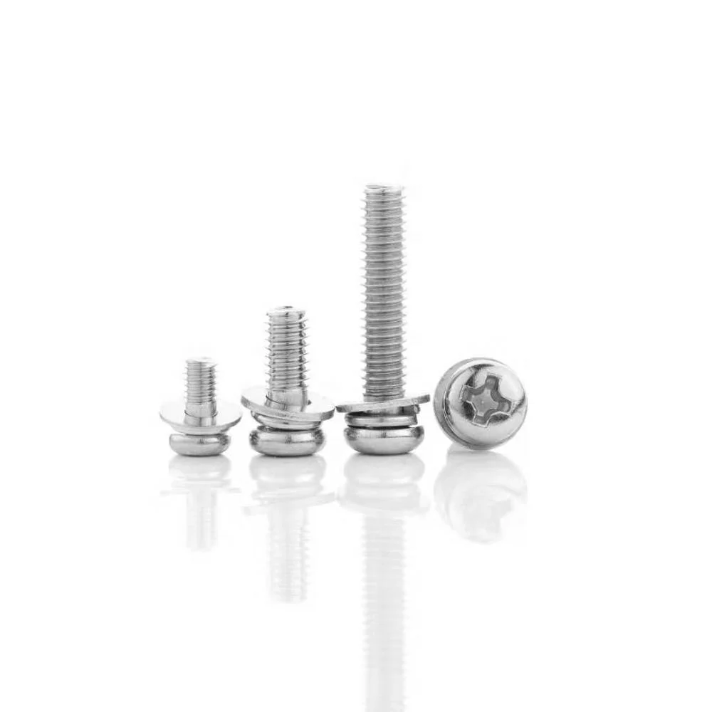 Customized with washers stainless steel 304 cross recessed pan head/round head three combination screw
