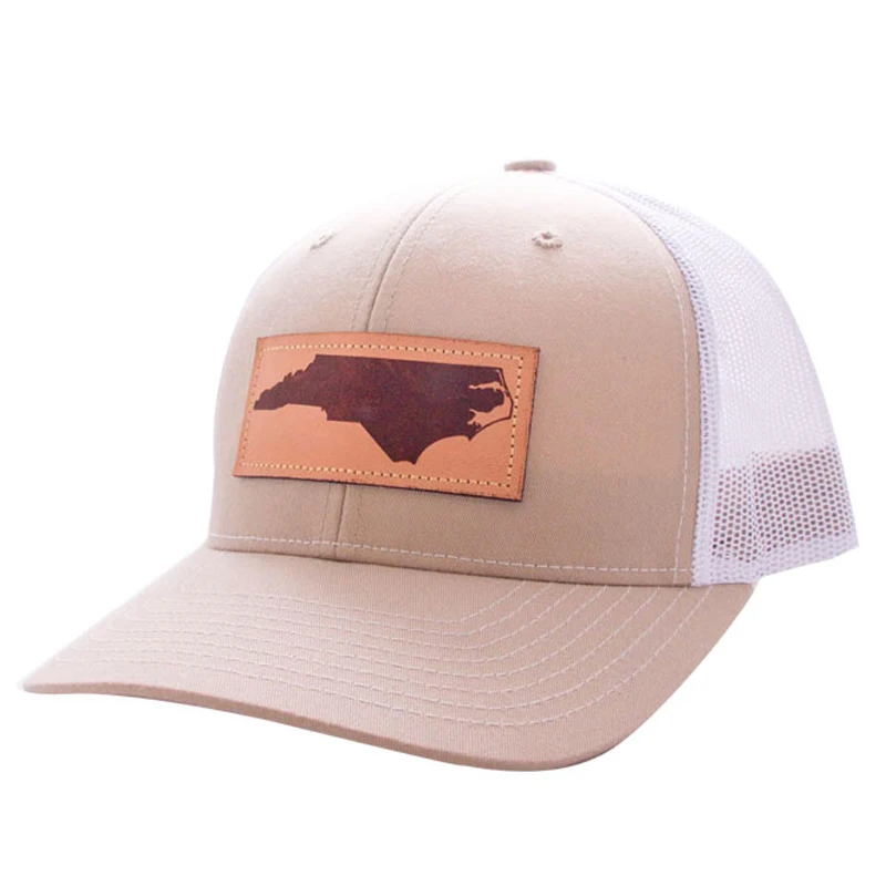 Mens Vintage Custom Embossed Leather Patch Trucker Hat