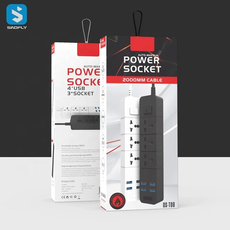 
Amazon hot sale power socket with 4 USB ports charging station extension socket 
