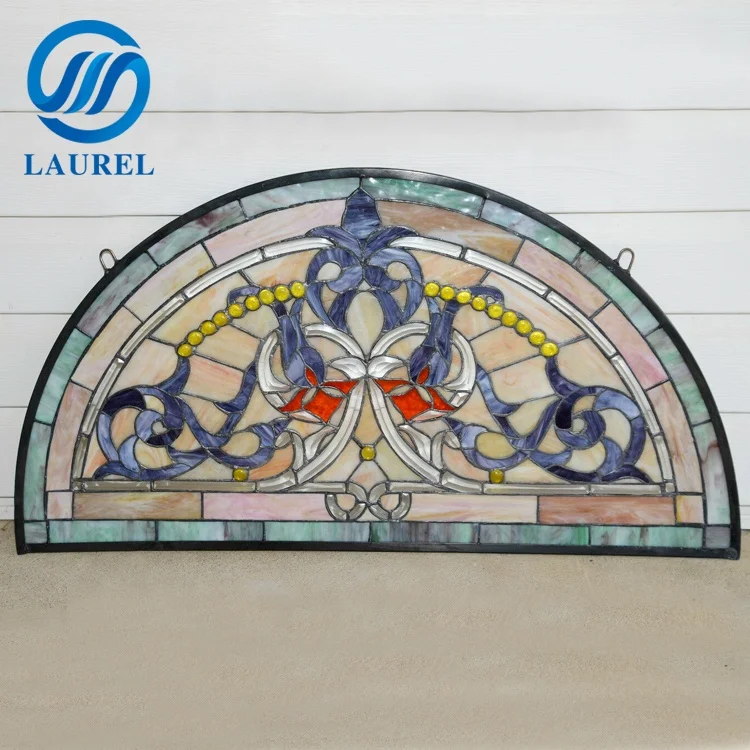 New design beveled half round stained glass panel