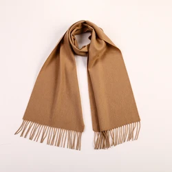 Solid Color 100 Pure Cashmere Woven Scarf Tassel Women Cashmere Muffler
