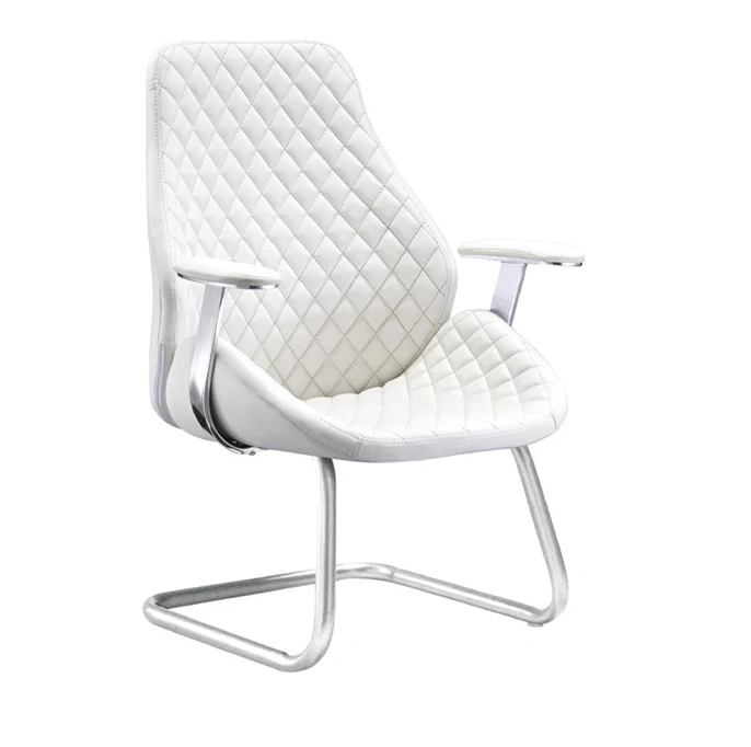 
Hot Sales New Style White Leather Office Chair with Armrests and Wheels 