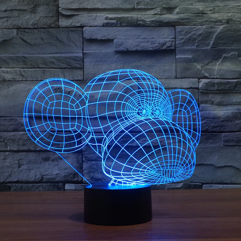 FS3055 Big Ears Monkey Kids Night Light Animal Led 3D Table Lamps