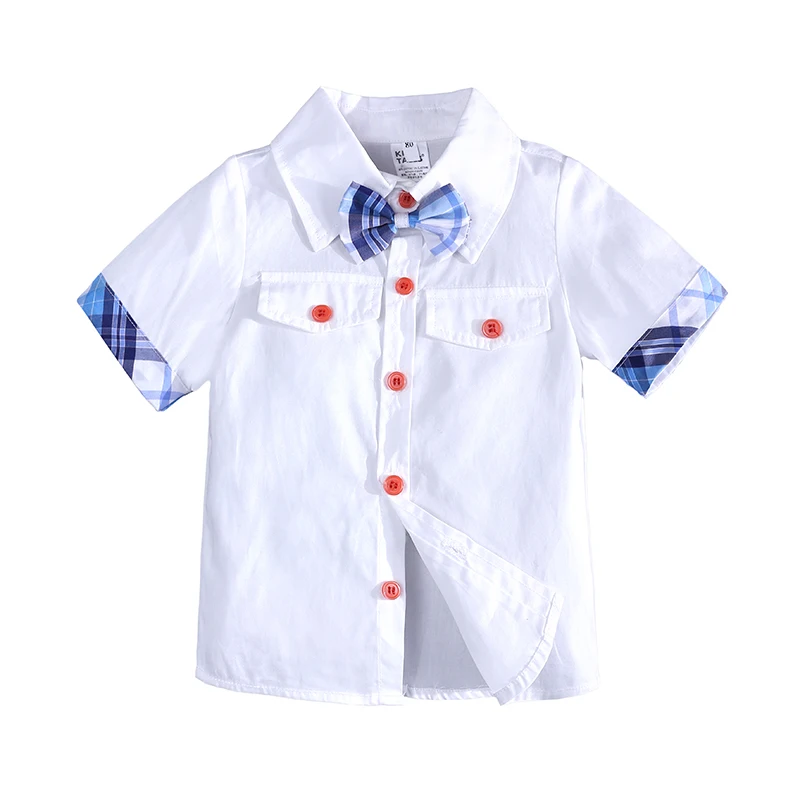 2pcs short sleeve shirt + plaid shorts children summer clothes baby boy clothes sets toddler boys clothing
