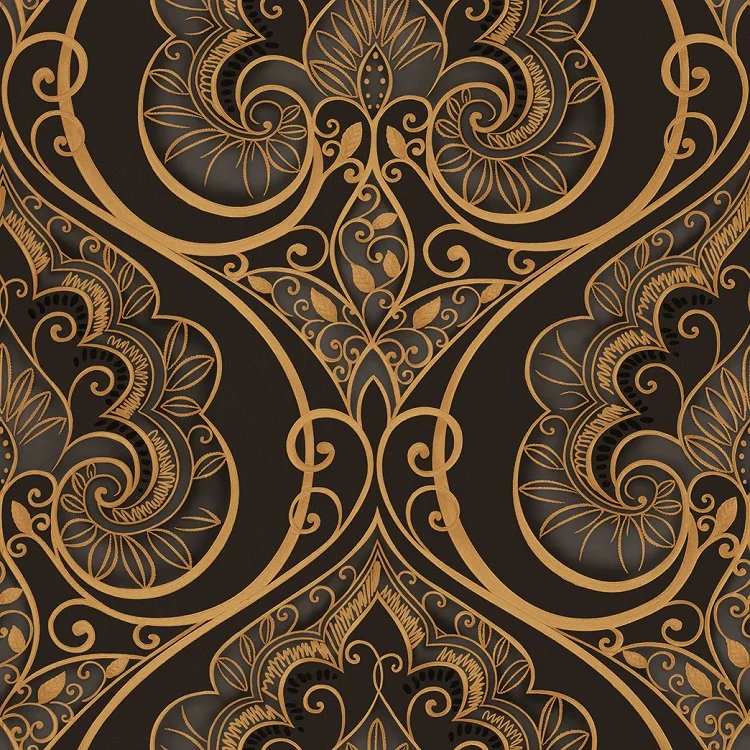 Gorgeous Golden Time Flower Pattern PVC Wallpaper Home Decoration