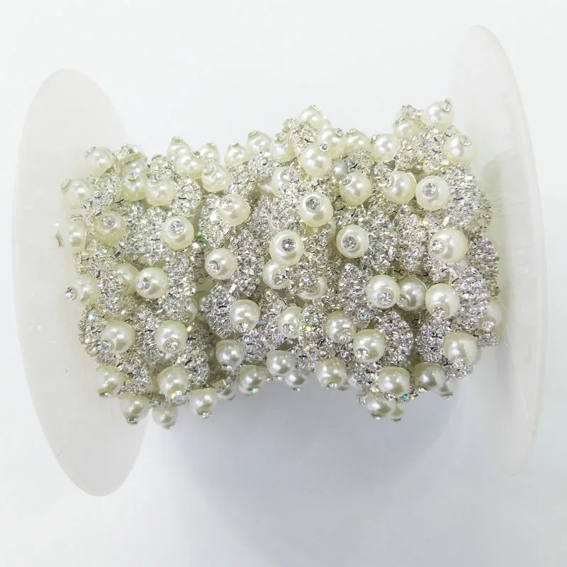 
Factory wholesale crystal strass cup rhinestone pearl rhinestone cup chain 