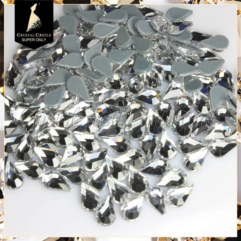 DIY tear drop crystal white AB flat back heat transfer glass rhinestones strass hotfix crystals