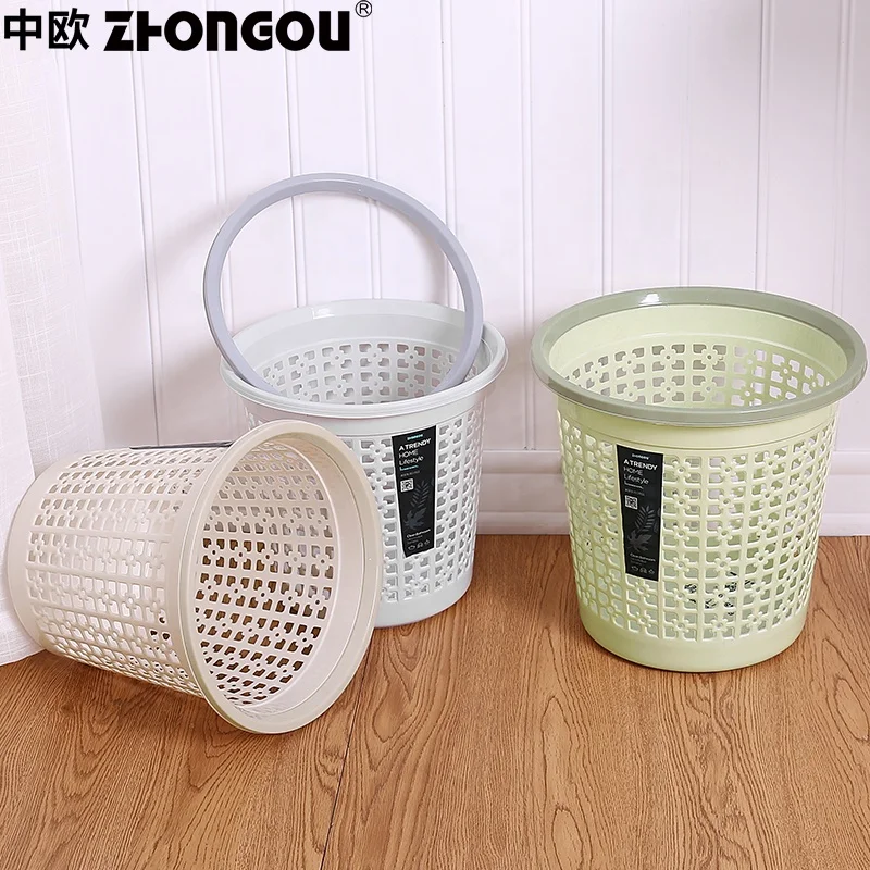 Cheap Colorful Hollow Out Round Plastic Garbage Bin waste bin Trash bin
