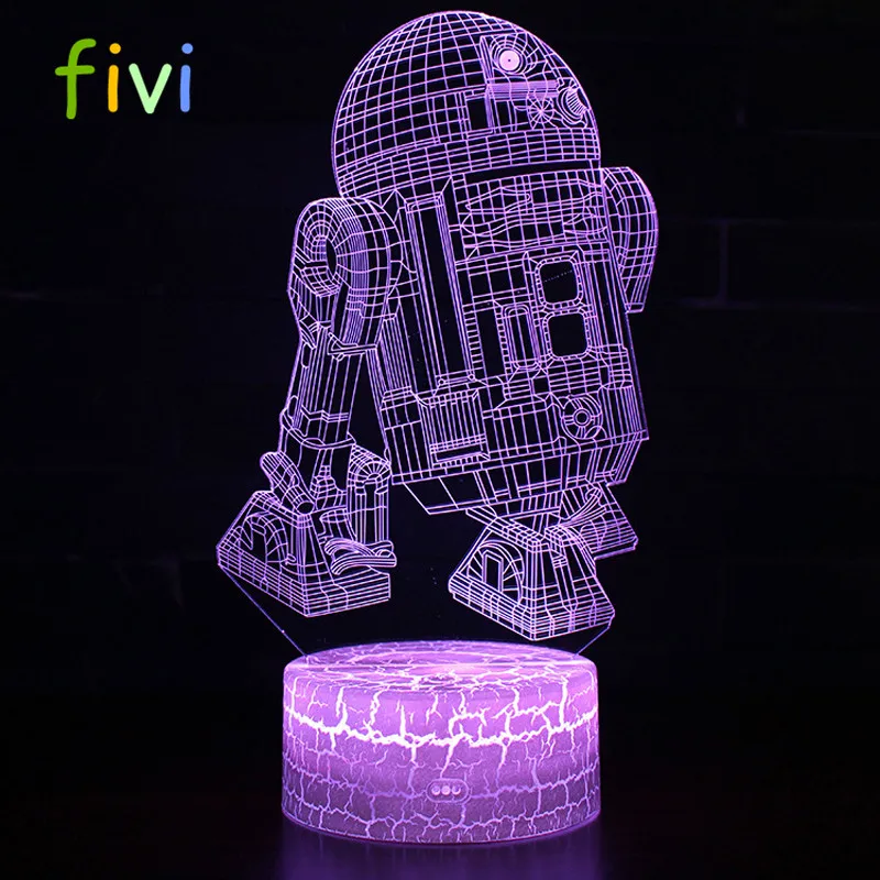 Cartoon R2-D2 Robot 3D Lamplight LED USB Mood Night Light Multicolor Switch Touch Sensor Luminaria Change Table Lamp