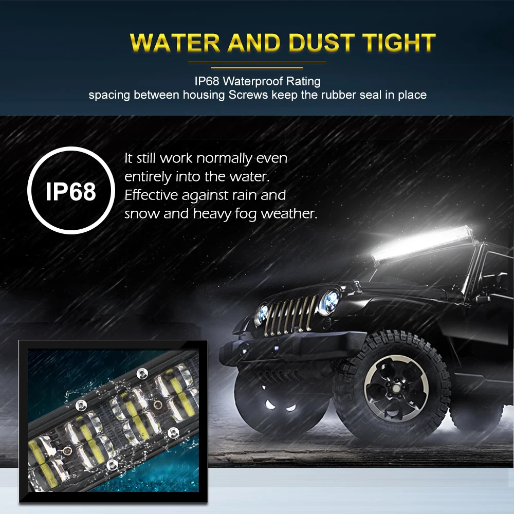 Super Slim Bright Offroad 4*4 Auto 6000K Side Bracket Dual Rows 6D Reflector Led Light Bar