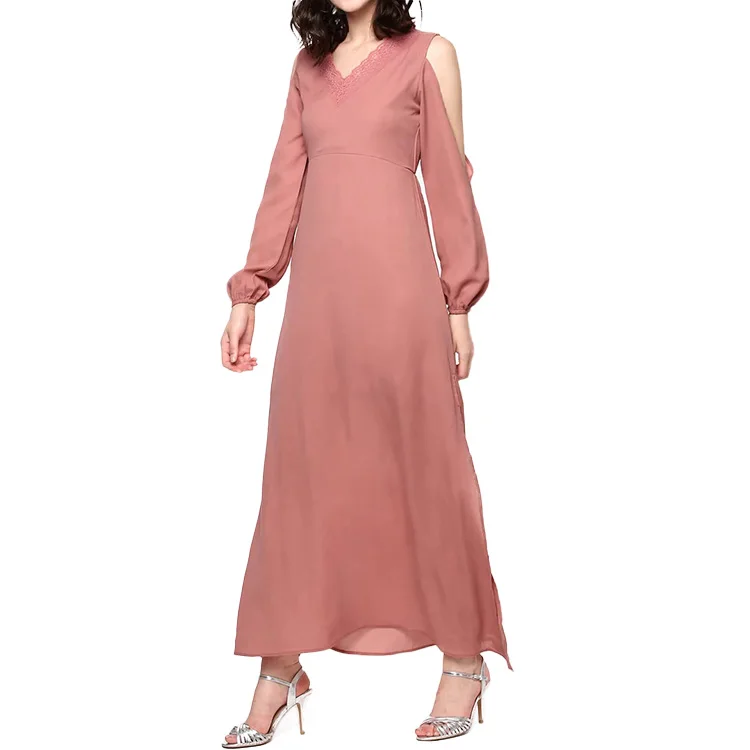 
Wholesale Lace Applique Fashion Elegant Fabric Long Frog Dress China Casual Dresses Long Split Sleeve 100% Cotton Chiffon Adults 