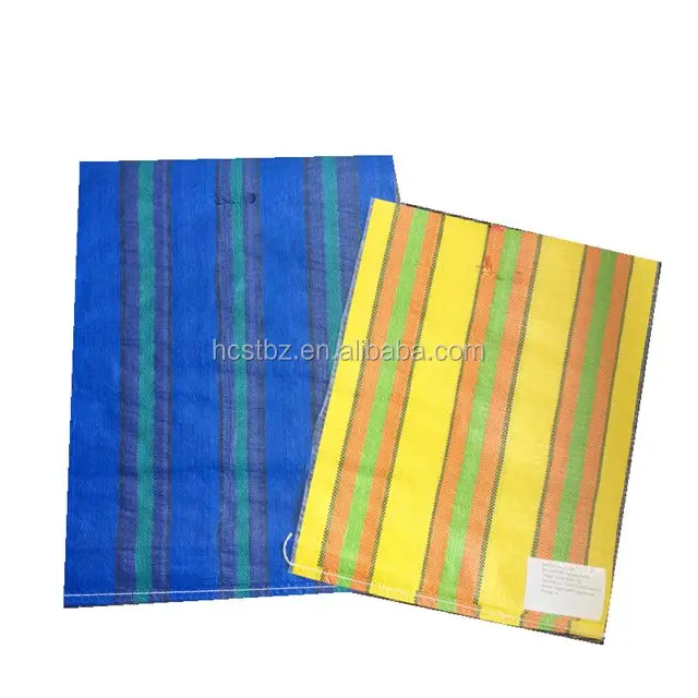 
China hotsale laminated pp woven shopping bag colorful stripe packing vegetables, Fruits export to Africa 