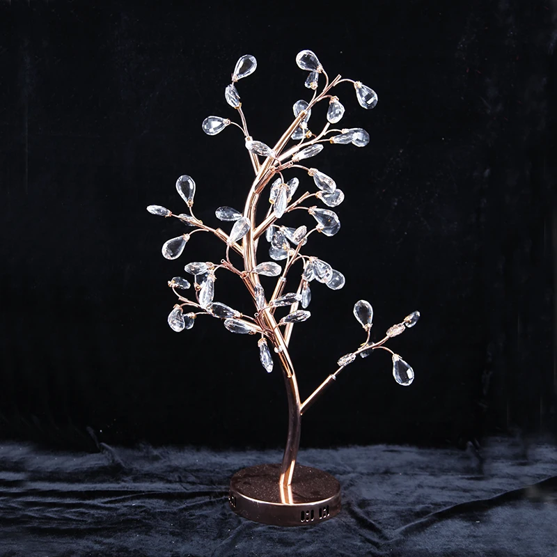 Wedding gold rose luxury crystal tree centerpiece walk way stand for wedding decoration