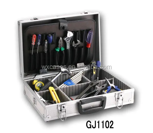 strong aluminum tool box with 4 plastic trays and adjustable compartments on the case bottom From Nanhai,Foshan,Guangdong,China