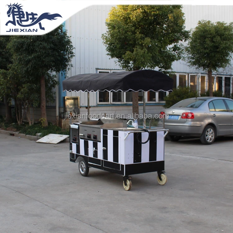 JX-CR180 New Arrival Mobile Kitchen Food Cart Truck Outdoor/ Customized China Hand Push Fryer Crepe Mobile Food Cart