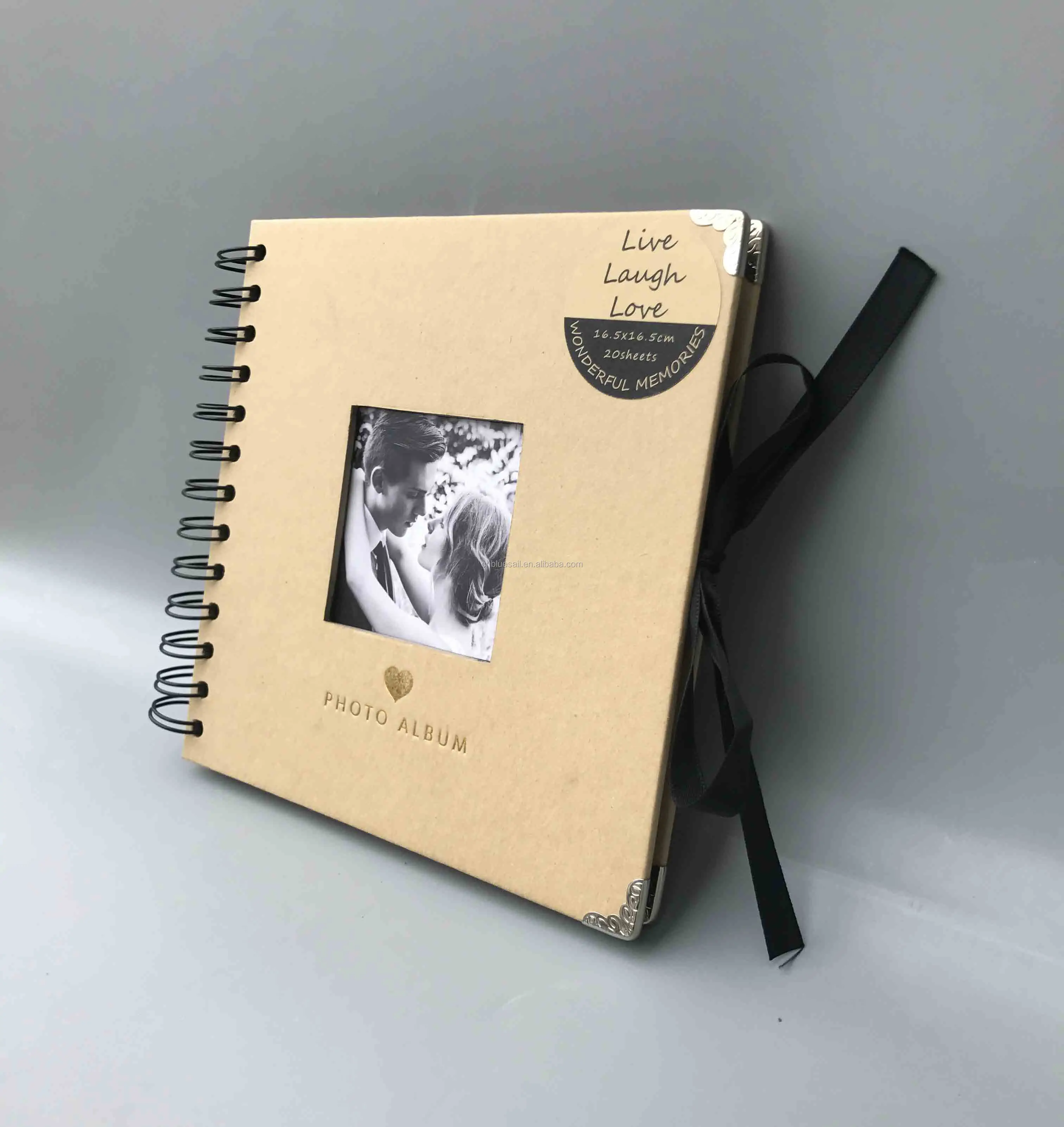 Mini scrapbook, 16.5x16.5cm 20 sheets photo album, Kraft paper DIY photo album