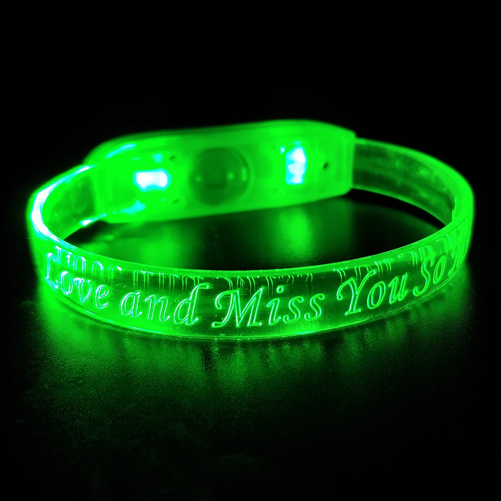 Customize LOGO Music Motion Activated Led Flashing Bracelet Glow In The Dark Wristbands for Concert Party Club