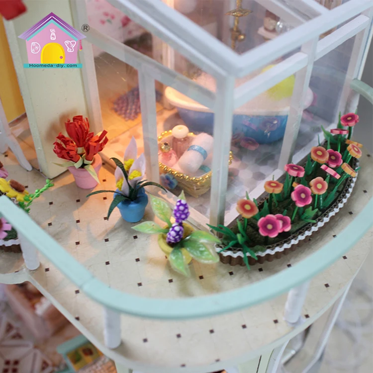 Gift Items Miniature Models Doll House Wooden Diy Birthday Gift Crafts Miniature Dollhouse Wooden With Led For Kids