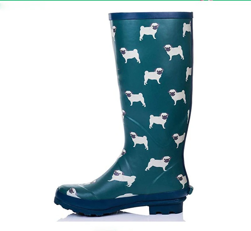 Wholesale Adjustable labrador Dog Print pictures Women Rubber Wellington Rain Boots