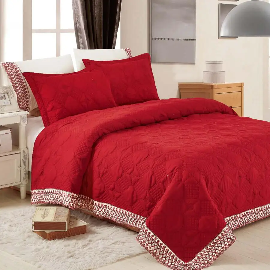 KOSMOS Bedding Polyester Lace Microfiber Bed Linen King Size Bedspread Turkish