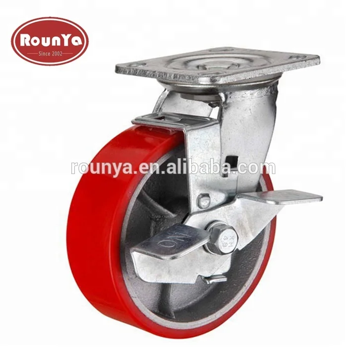 Heavy duty swivel plate casters 4 inch to 8 inch polyurethane caster wheel 880 lbs capacity